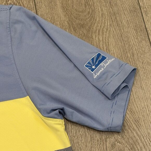 Footjoy Golf Polo Shirt Mens Large Colorblock Blue Yellow Black Athletic Casual - Picture 3 of 8